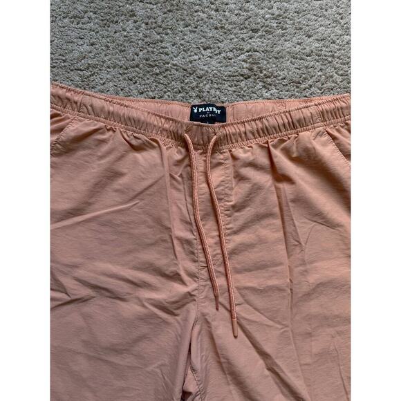 PacSun x Playboy Drawstring Elastic Waist Swim Trunks Shorts Peach Orange Large - Picture 3 of 8